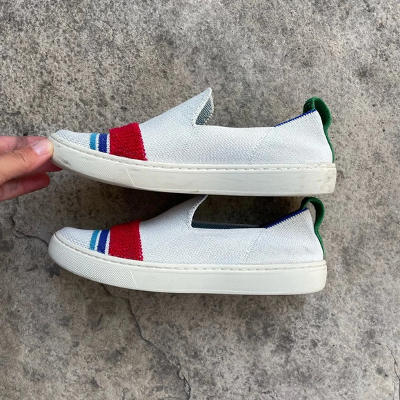 Rothy’s Lollipop Terry Stripe Kids Slip on  Sneaker, size Y3 - Picture 3 of 6